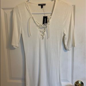 NWT White Express Lace Up Shirt